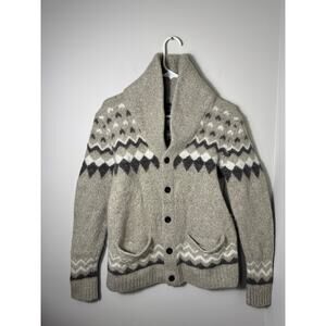 Abercrombie & Fitch Shawl Cardigan Fair Isle Wool Blend Large